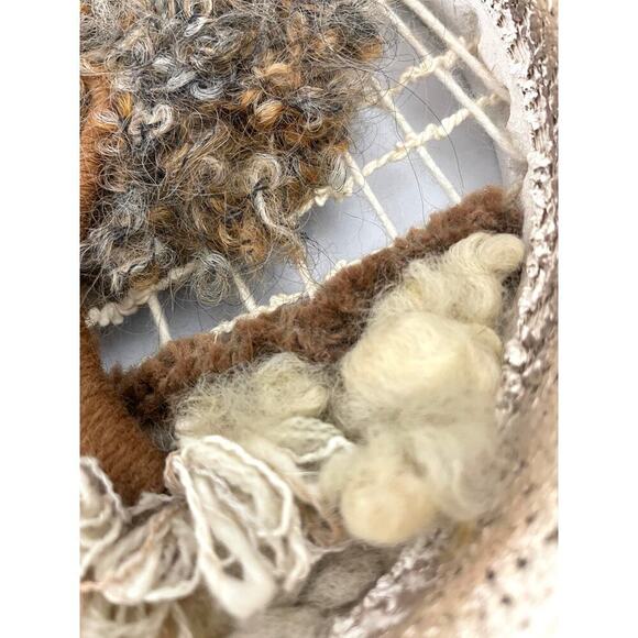 VTG Set of 2 Round Wall Hanging Ceramic Pottery Framed Tree Weaving Loom Decor - Picture 8 of 16